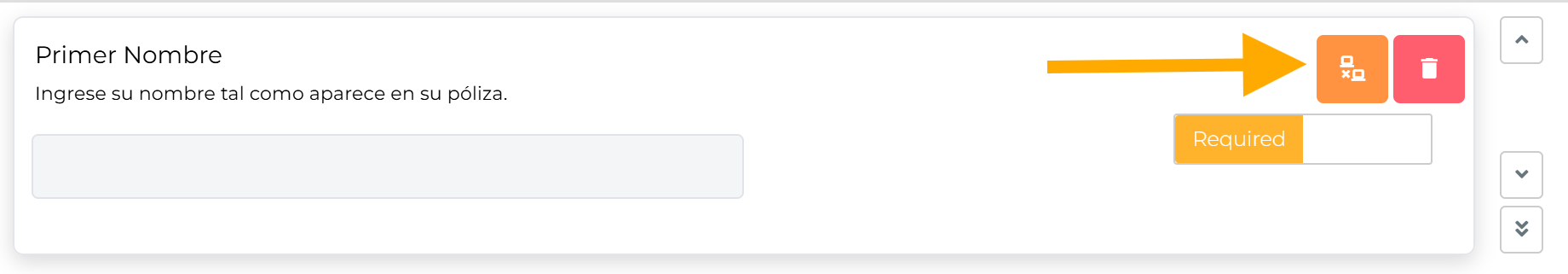 Tarjeta de campo mapeado con hover mostrando el botón UnMap para eliminar el mapeo