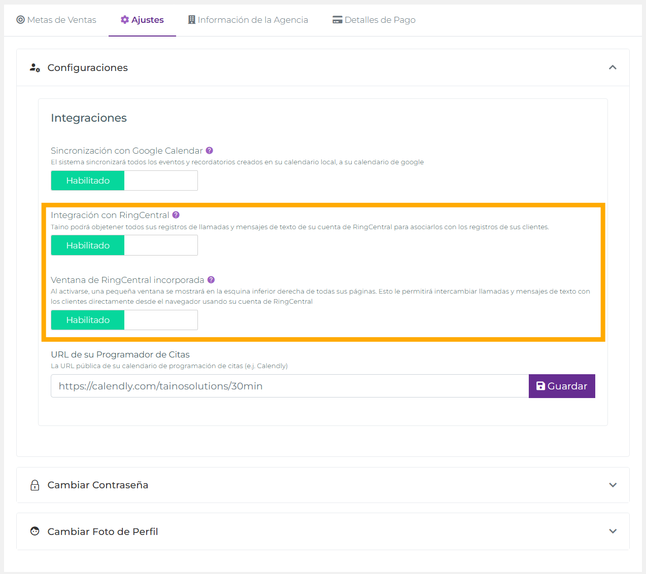 Configuración de Integración con RingCentral