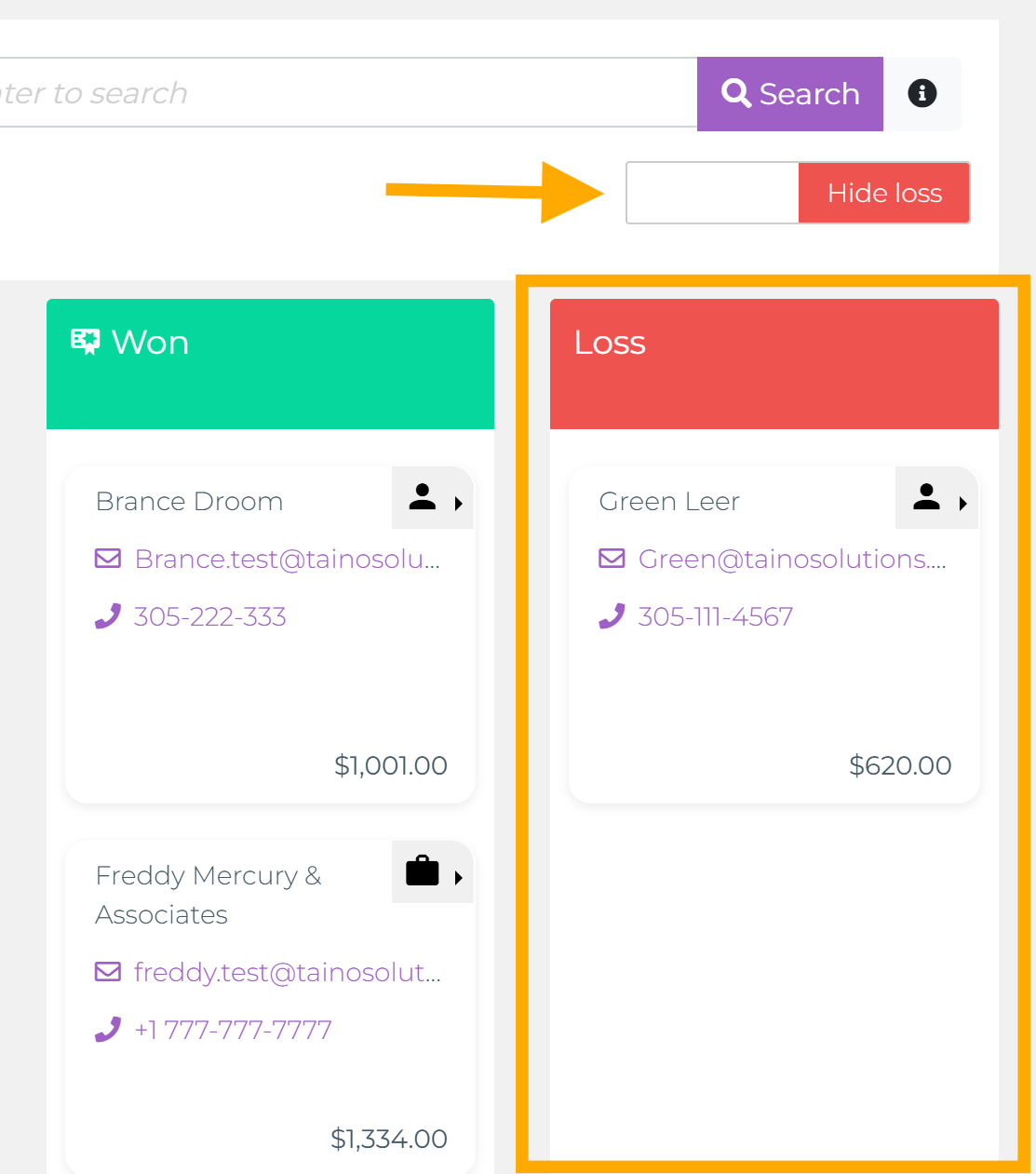Columna Pérdida del Tablero de Ventas
