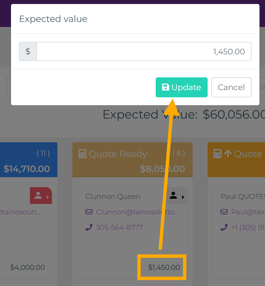 Establecer Valor Esperado del Tablero de Ventas