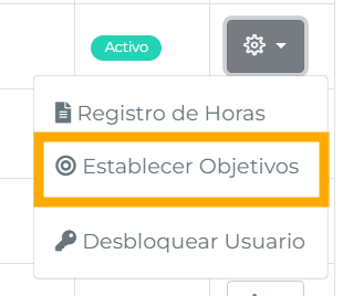 Modal de Establecer Objetivos