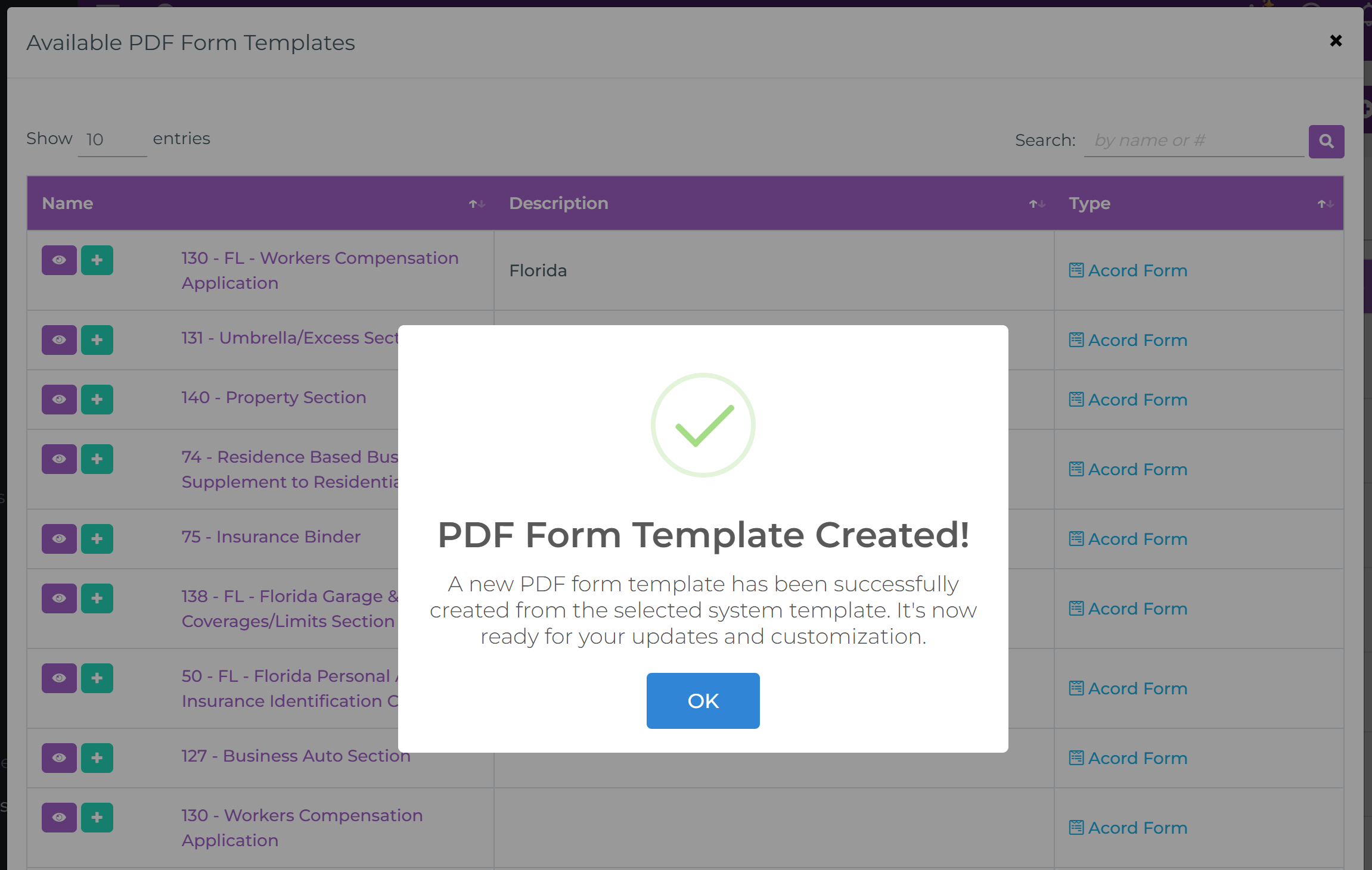 Cuadro de confirmación PDF Form Template Created