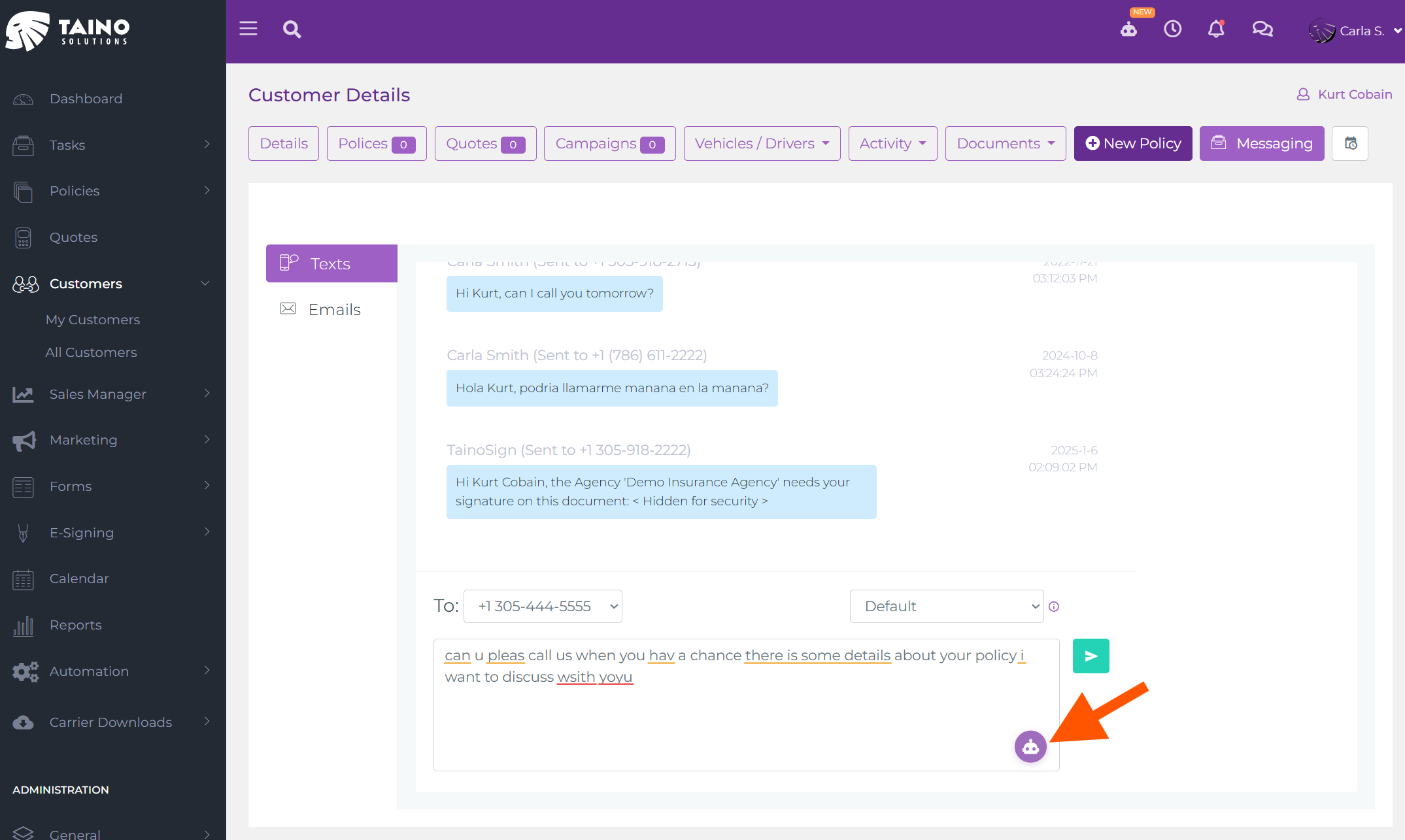 SMS with typos before Newton's help