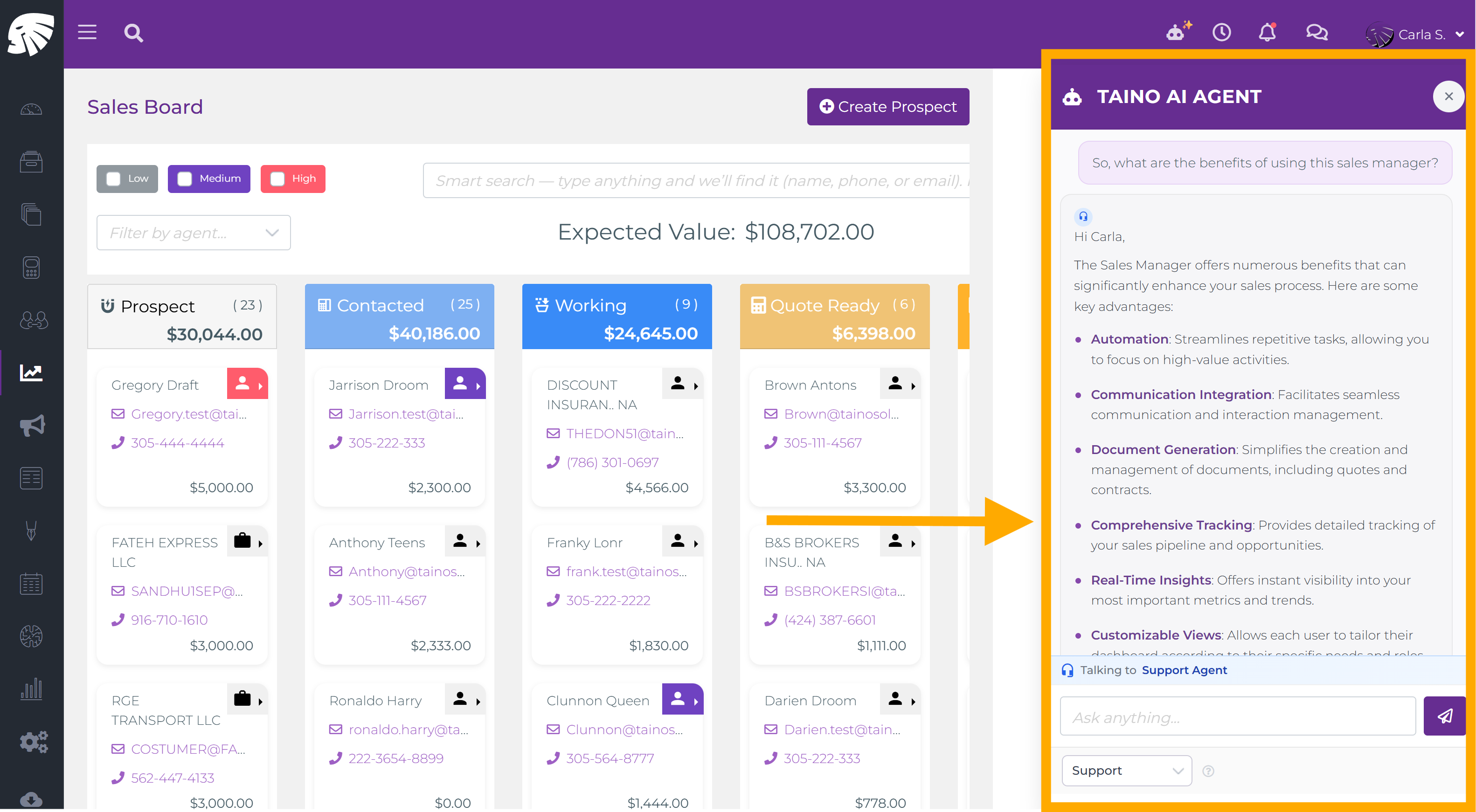 Newton Support Agent answering a question inside the app